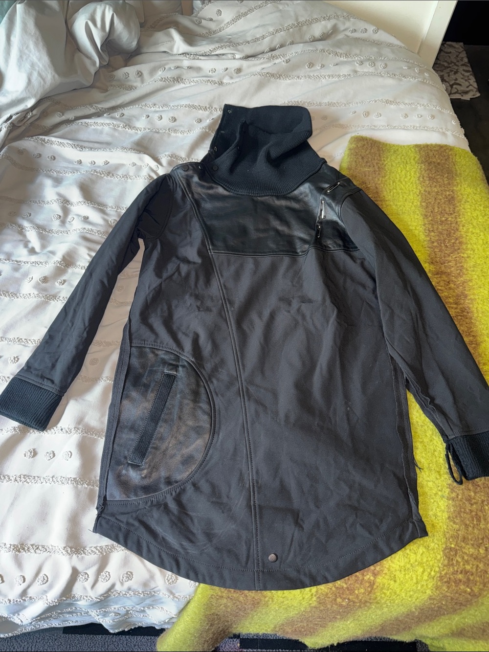 Long Goth Mixed Material Jacket